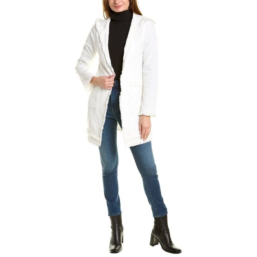 Laundry By Shelli Segal Womens  Hooded Boucle Jacket, White